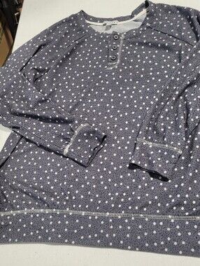 Polka Dot Long-Sleeve Henley Top